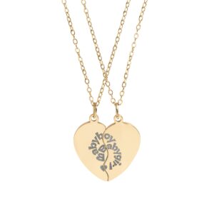 Break Apart Heart Necklace Set (Engraving)