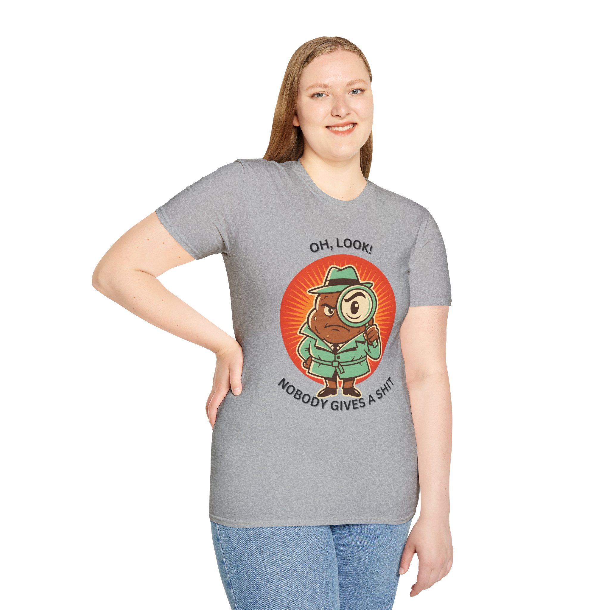 Cartoon Detective “Oh, look! Nobody gives a shit” Funny Humor Graphic T shirt - Image 11