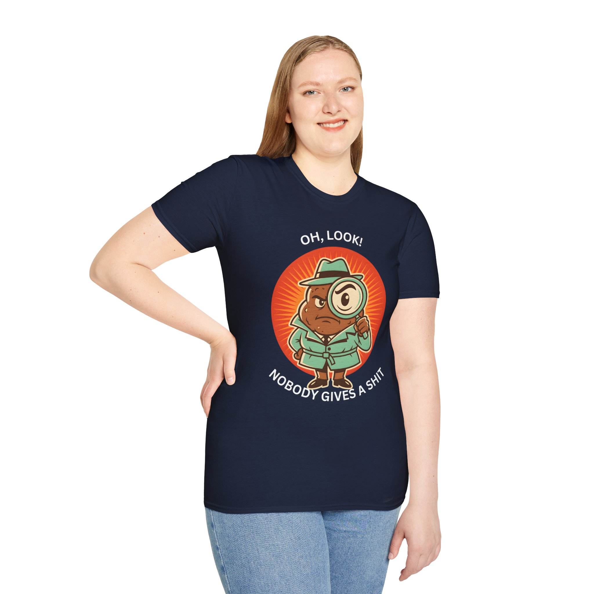 Cartoon Detective “Oh, look! Nobody gives a shit” Funny Humor Graphic T shirt - Image 19