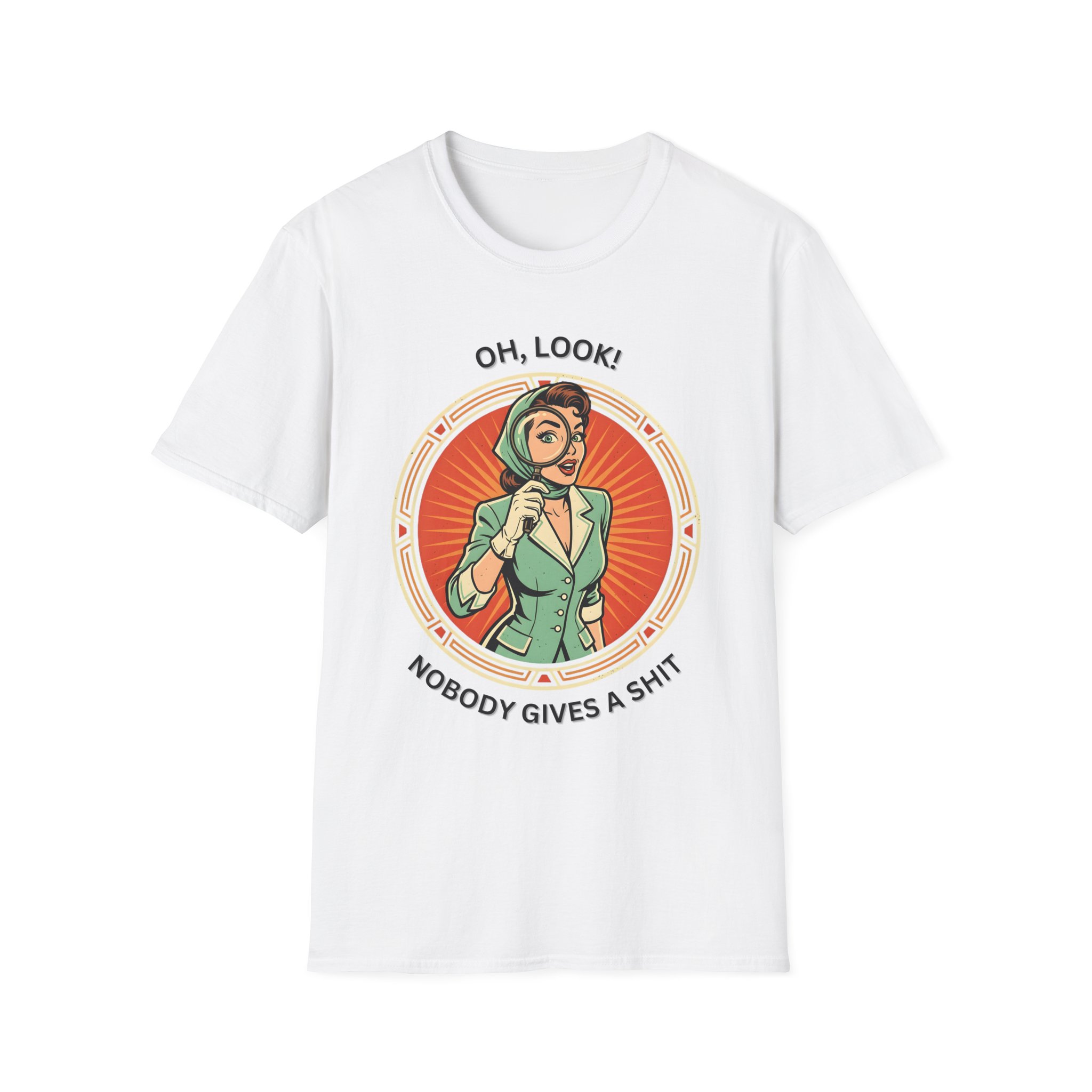 Retro Detective Woman Vintage “Oh, Look! Nobody Gives a Shit” T-Shirt
