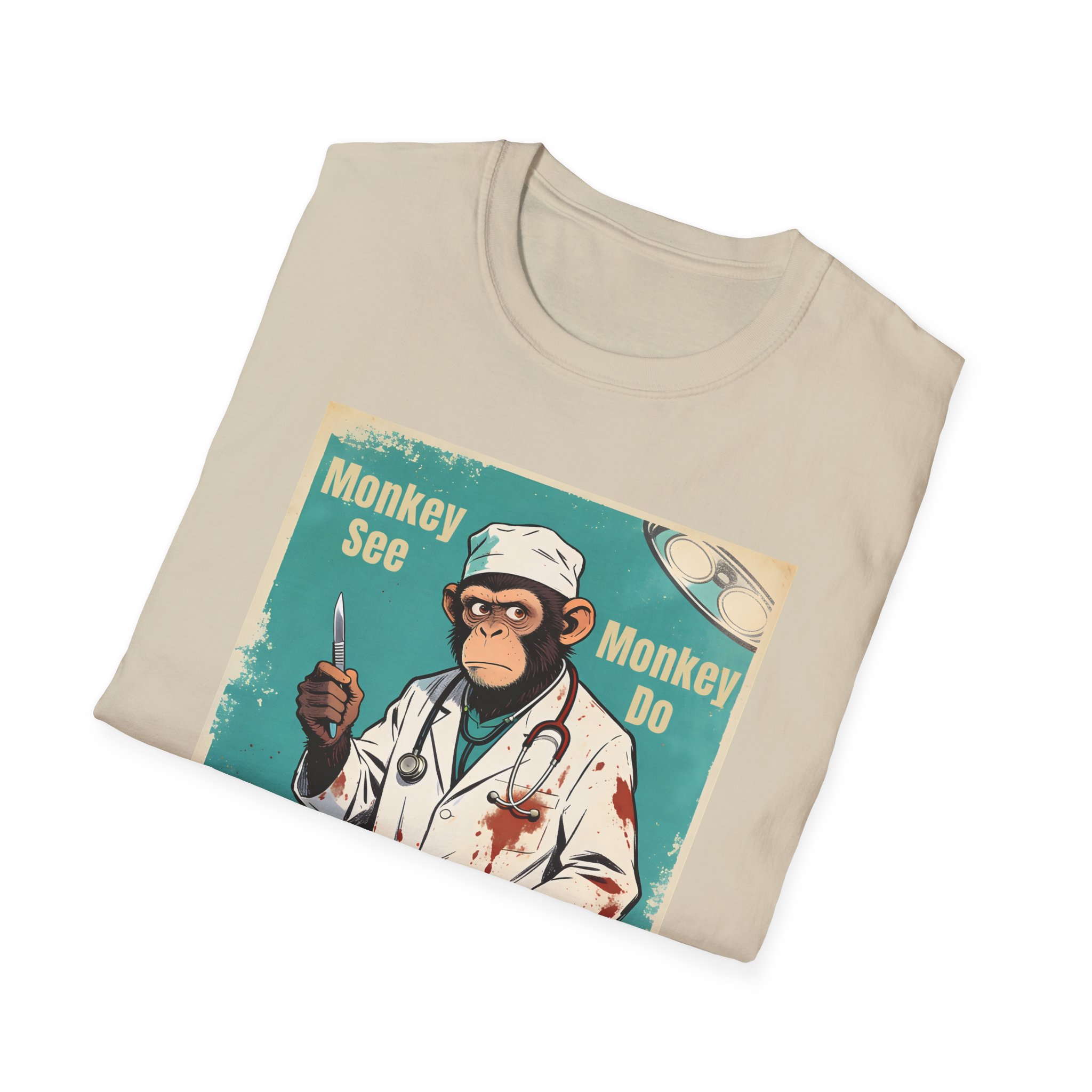 Monkey See Monkey Do Doctor T-Shirt — Retro Surgical Ape Graphic Tee - Image 8