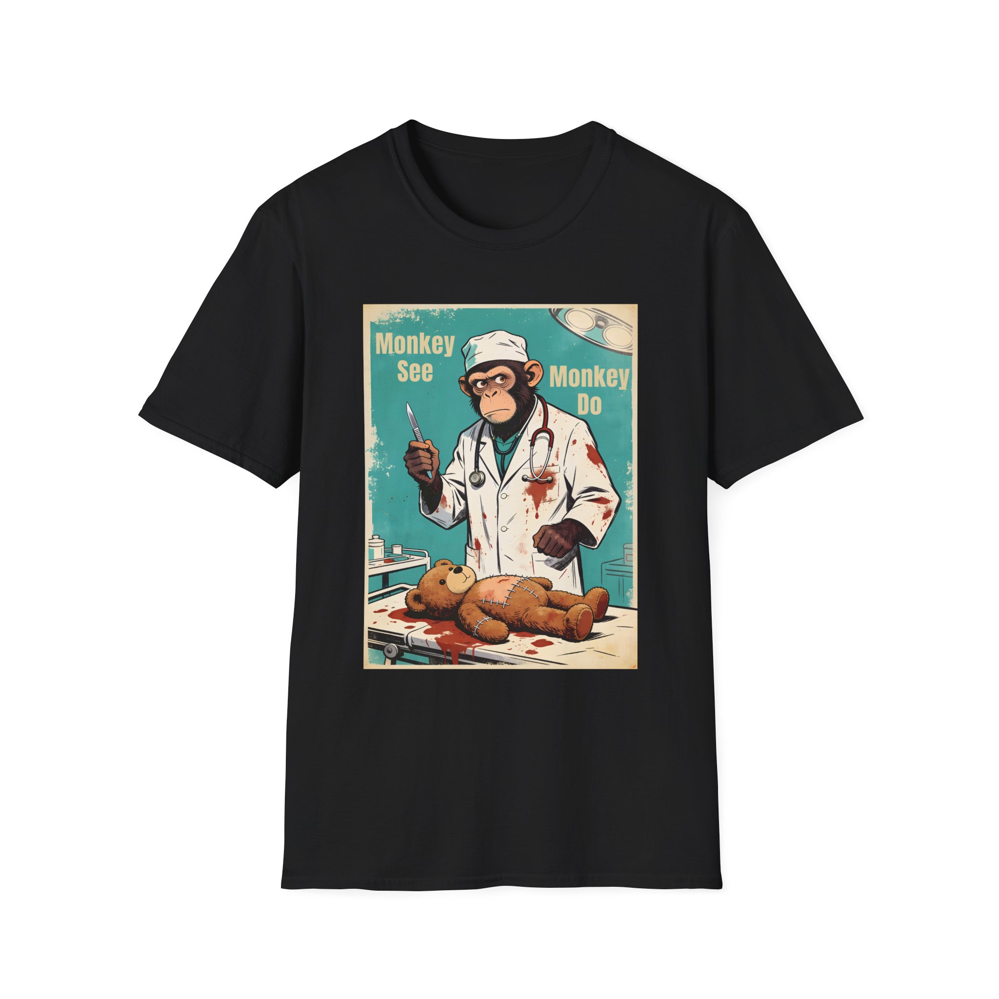 Monkey See Monkey Do Doctor T-Shirt — Retro Surgical Ape Graphic Tee