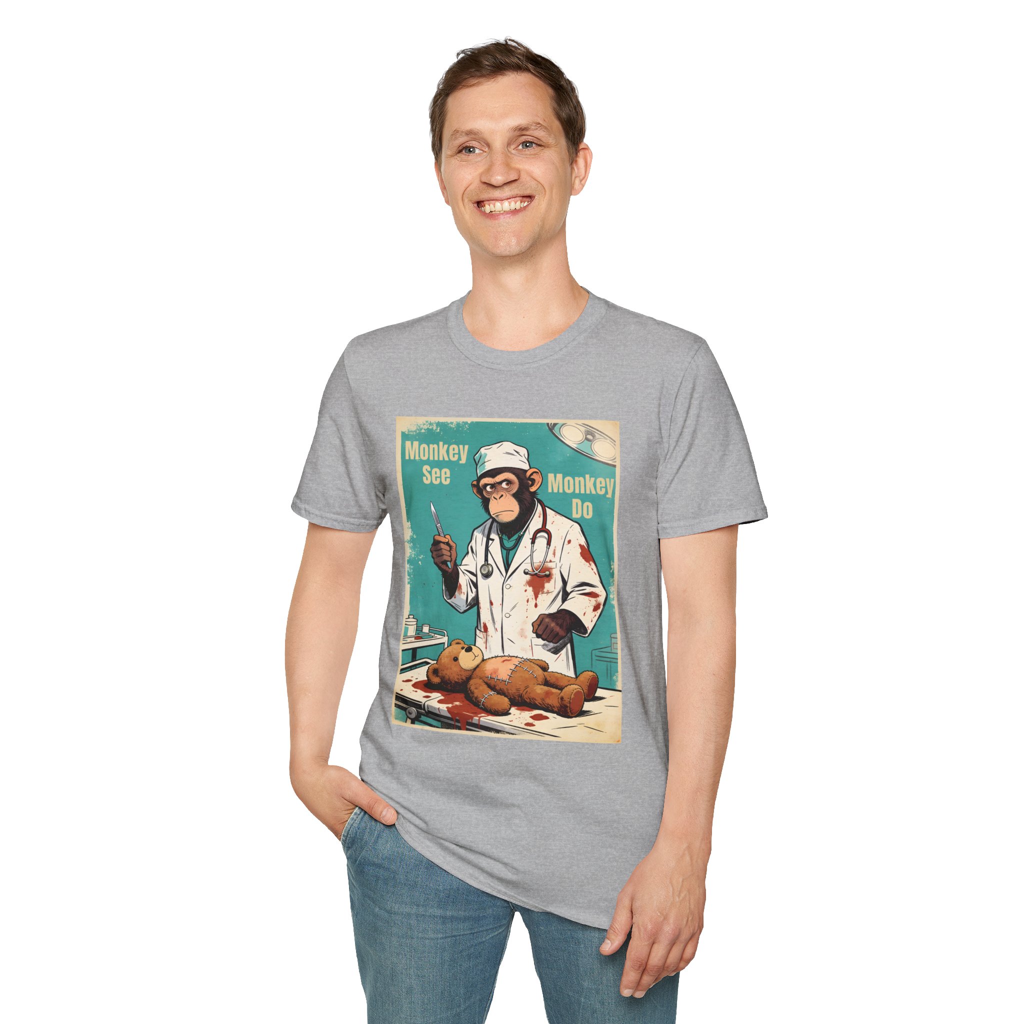 Monkey See Monkey Do Doctor T-Shirt — Retro Surgical Ape Graphic Tee - Image 15
