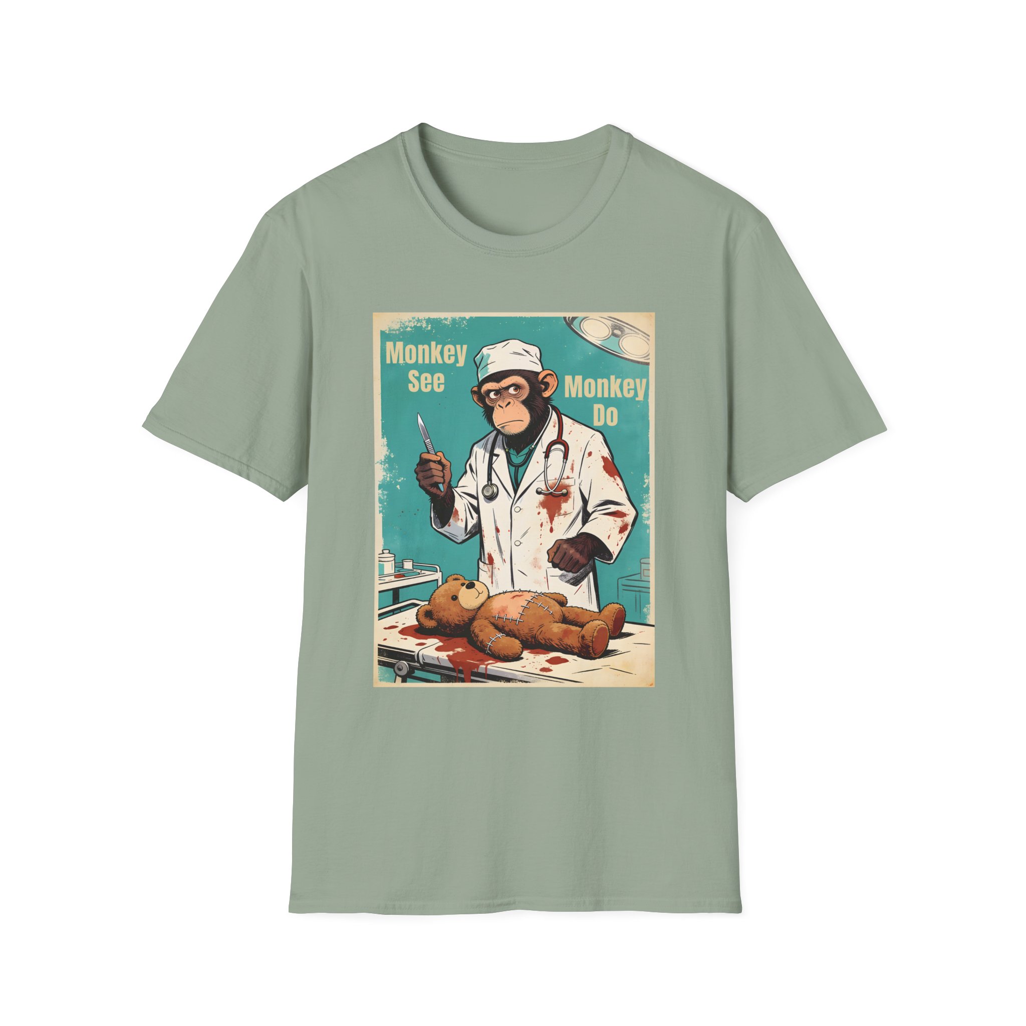Monkey See Monkey Do Doctor T-Shirt — Retro Surgical Ape Graphic Tee - Image 17