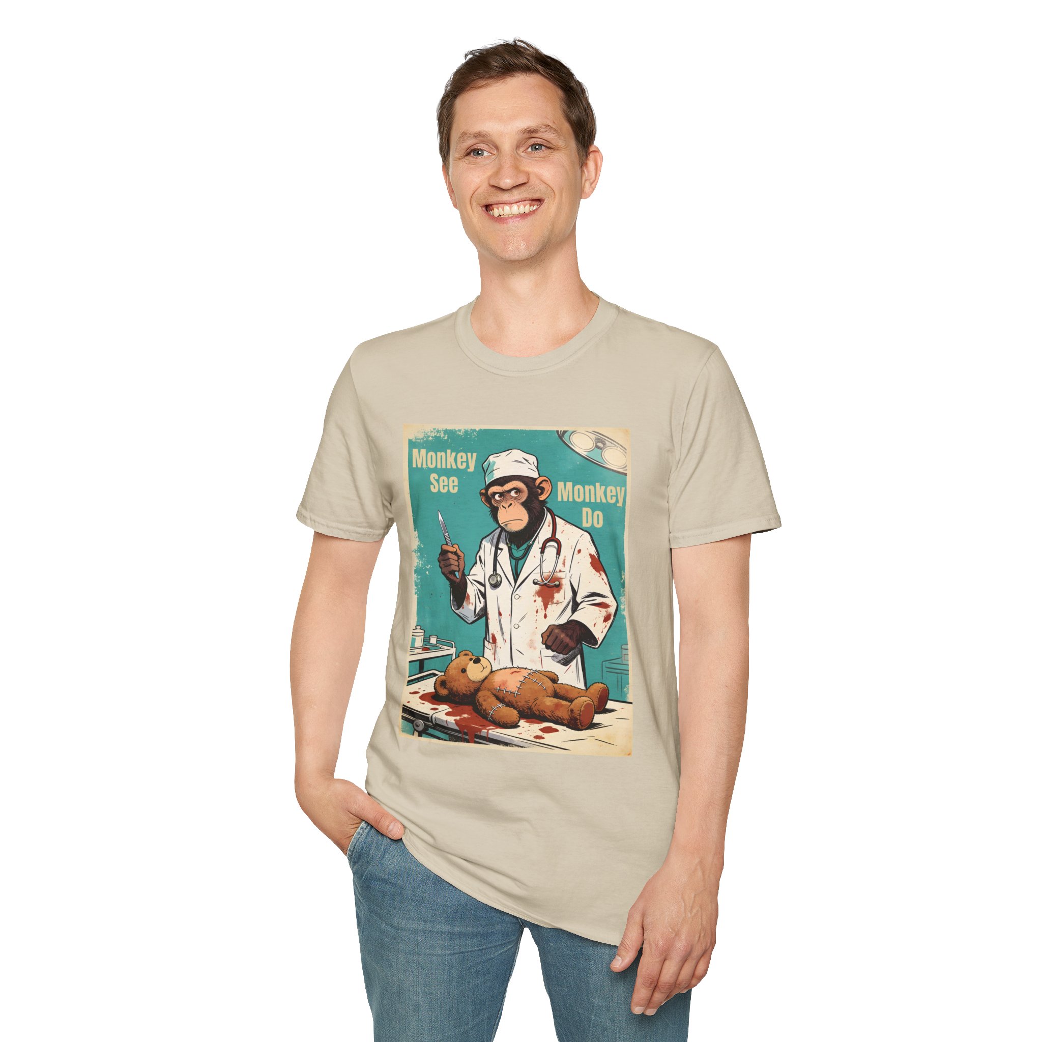 Monkey See Monkey Do Doctor T-Shirt — Retro Surgical Ape Graphic Tee - Image 10