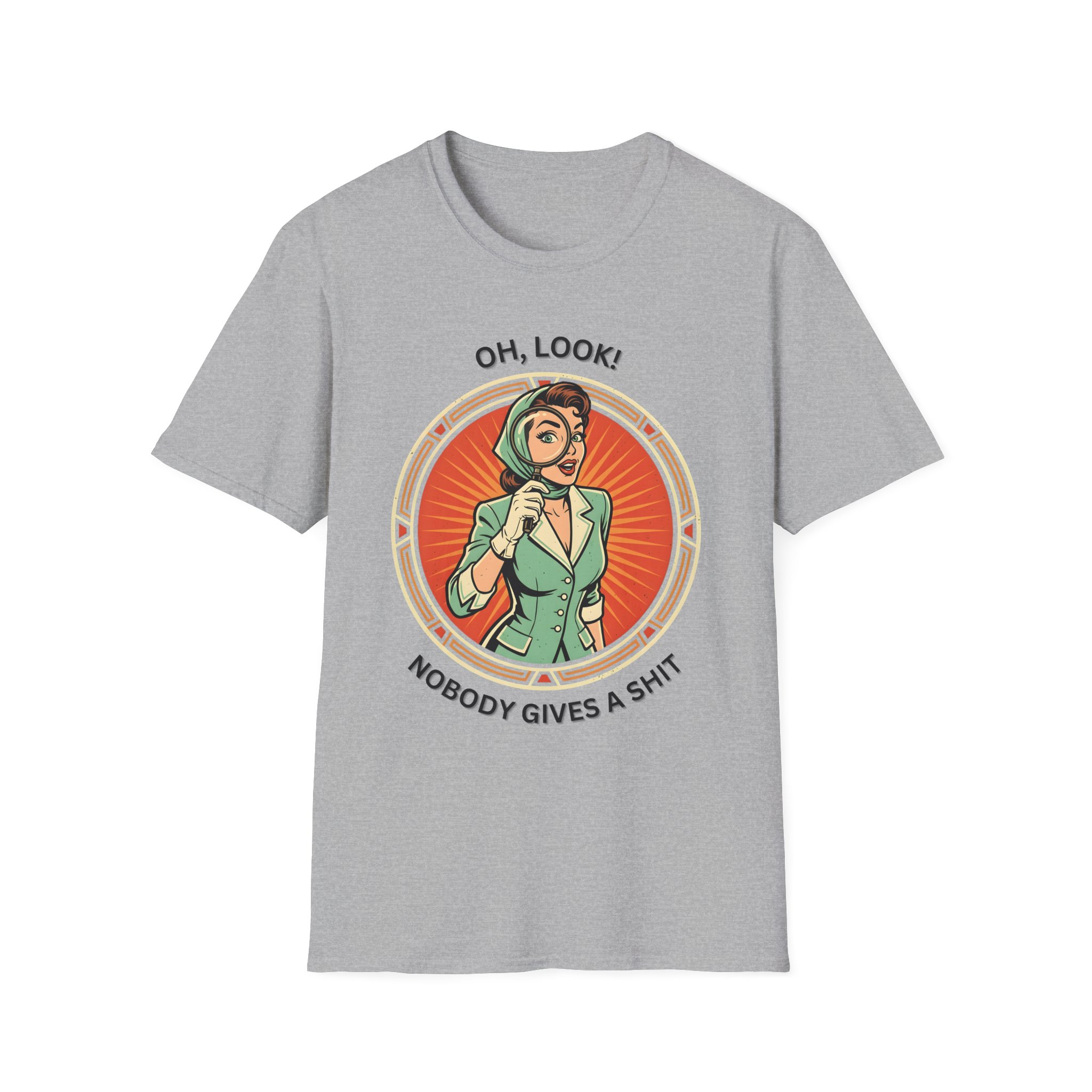 Retro Detective Woman Vintage “Oh, Look! Nobody Gives a Shit” T-Shirt - Image 9