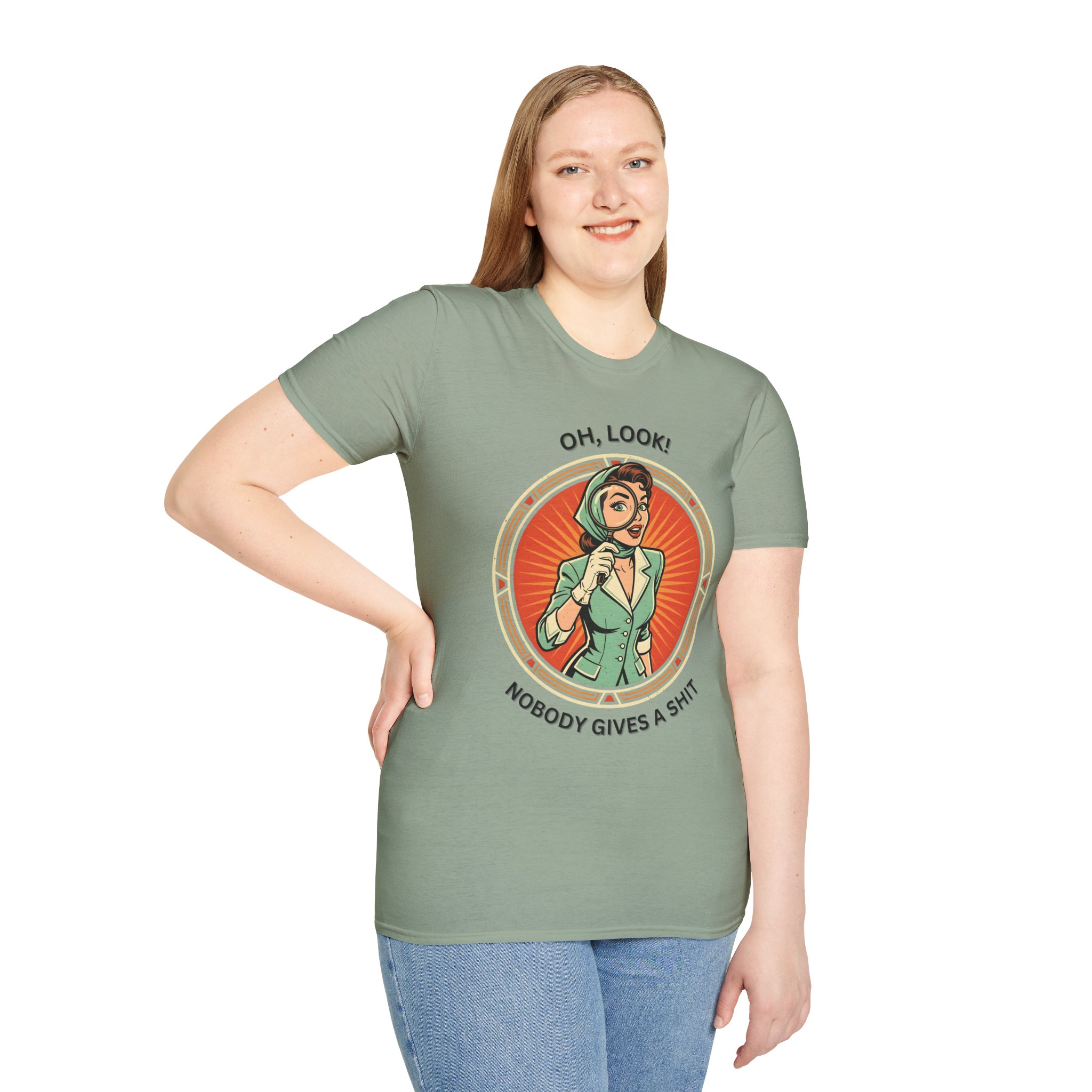 Retro Detective Woman Vintage “Oh, Look! Nobody Gives a Shit” T-Shirt - Image 15