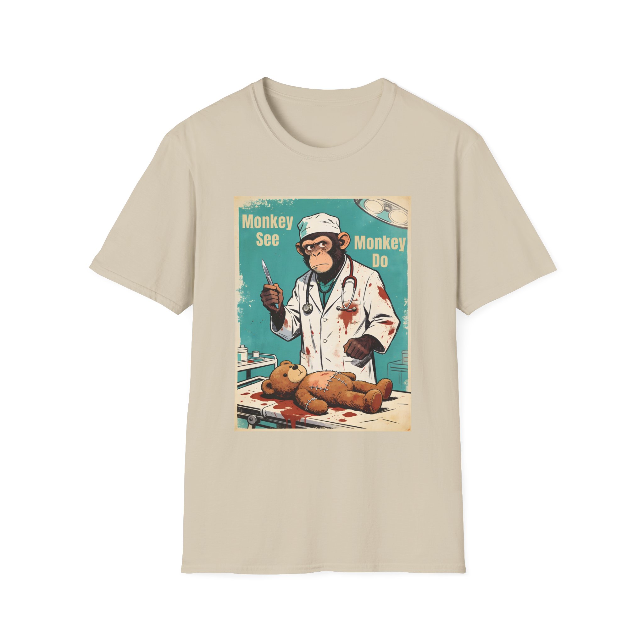 Monkey See Monkey Do Doctor T-Shirt — Retro Surgical Ape Graphic Tee - Image 7