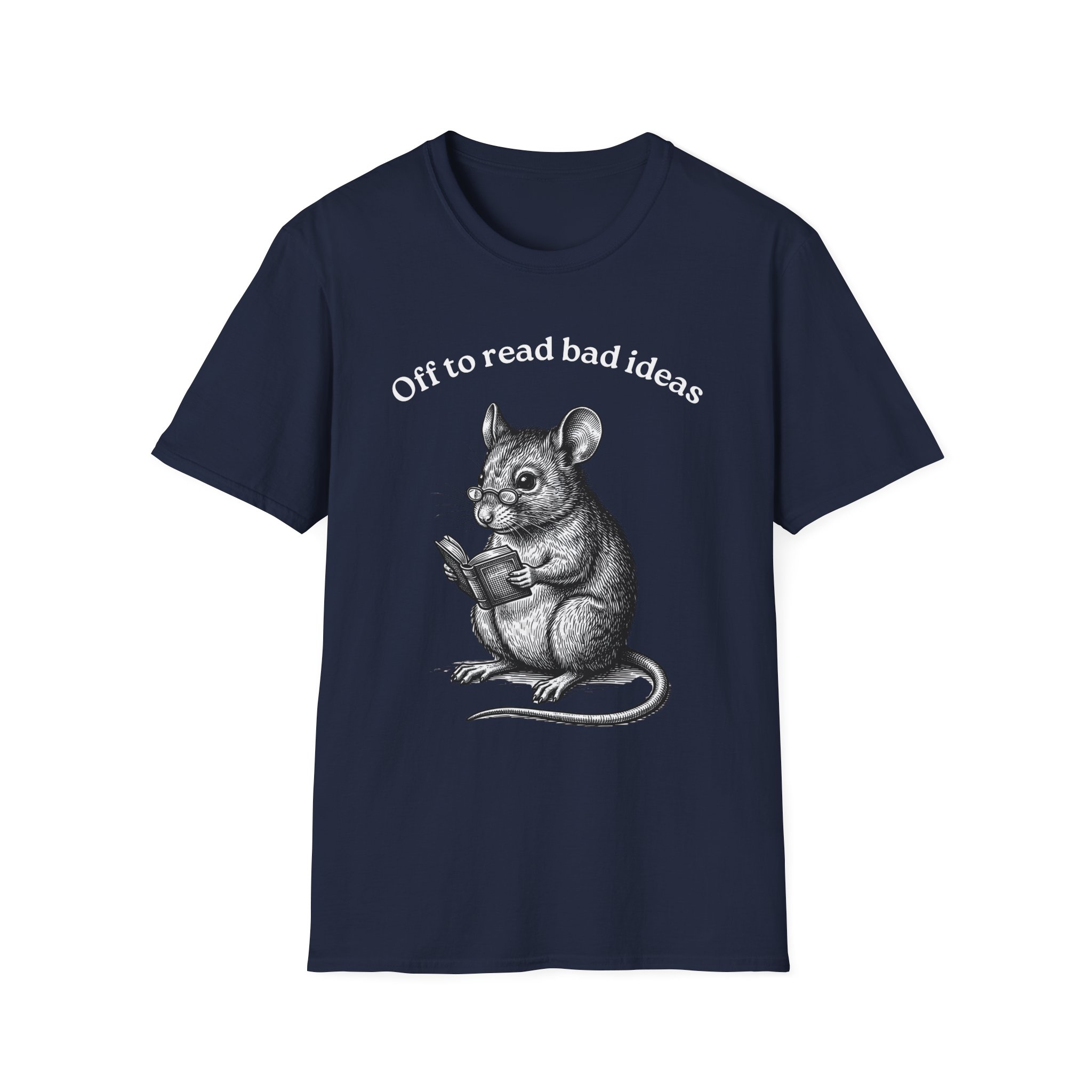Cute Mouse Reading T-Shirt — “Off to Read Bad Ideas” - Image 15