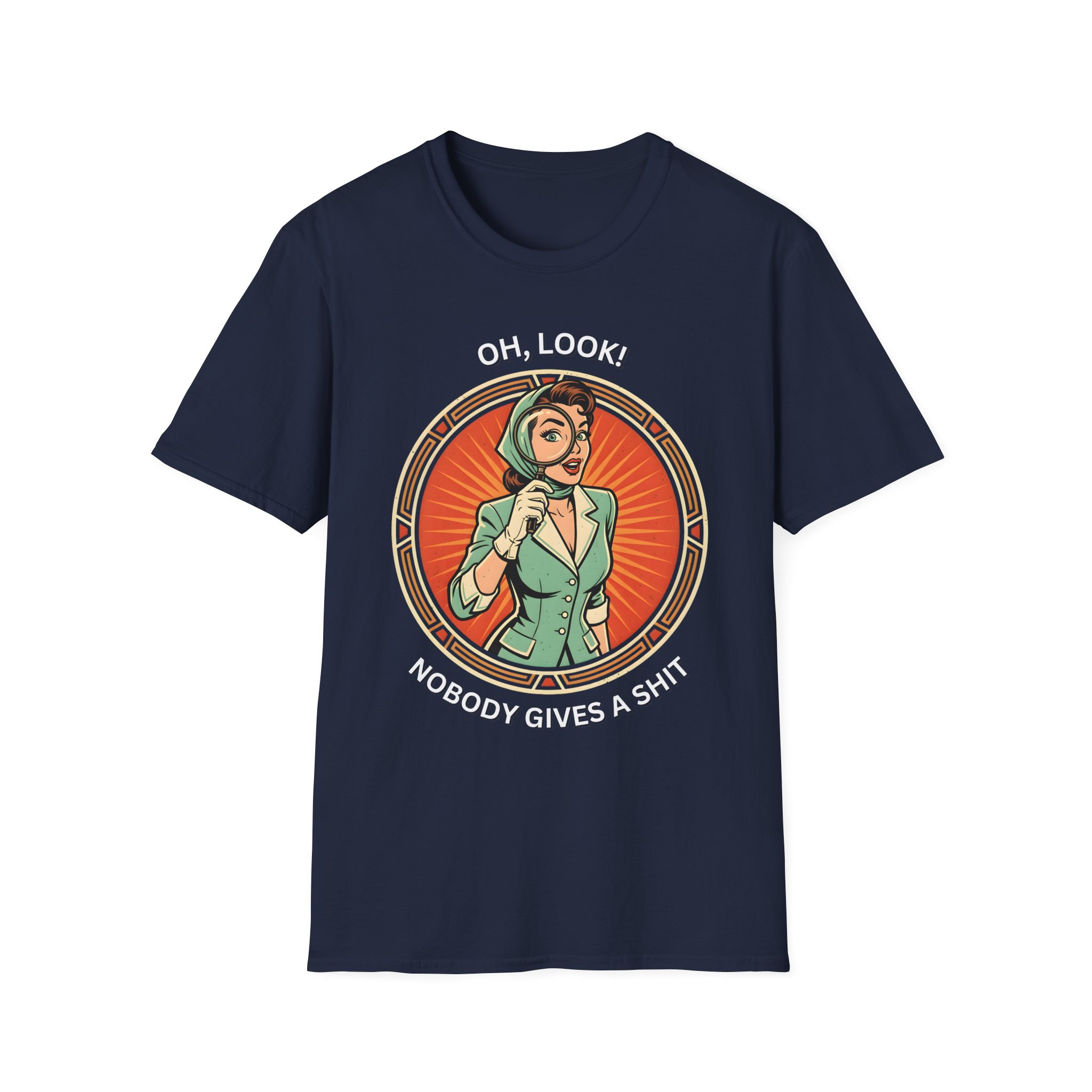 Retro Detective Woman Vintage “Oh, Look! Nobody Gives a Shit” T-Shirt - Image 17