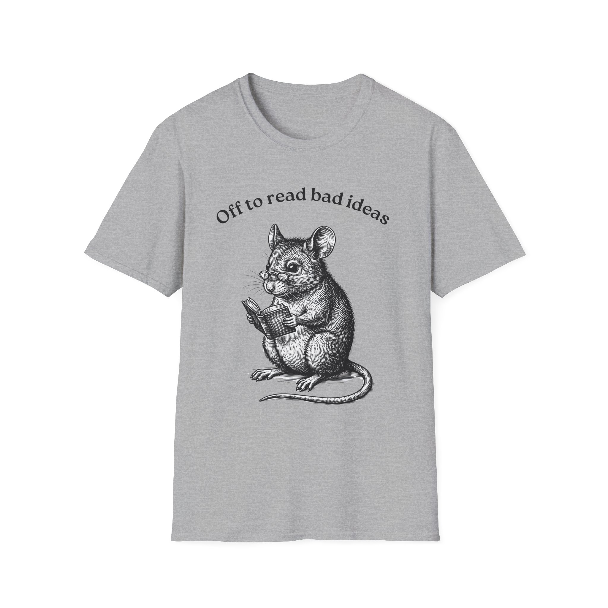 Cute Mouse Reading T-Shirt — “Off to Read Bad Ideas” - Image 9