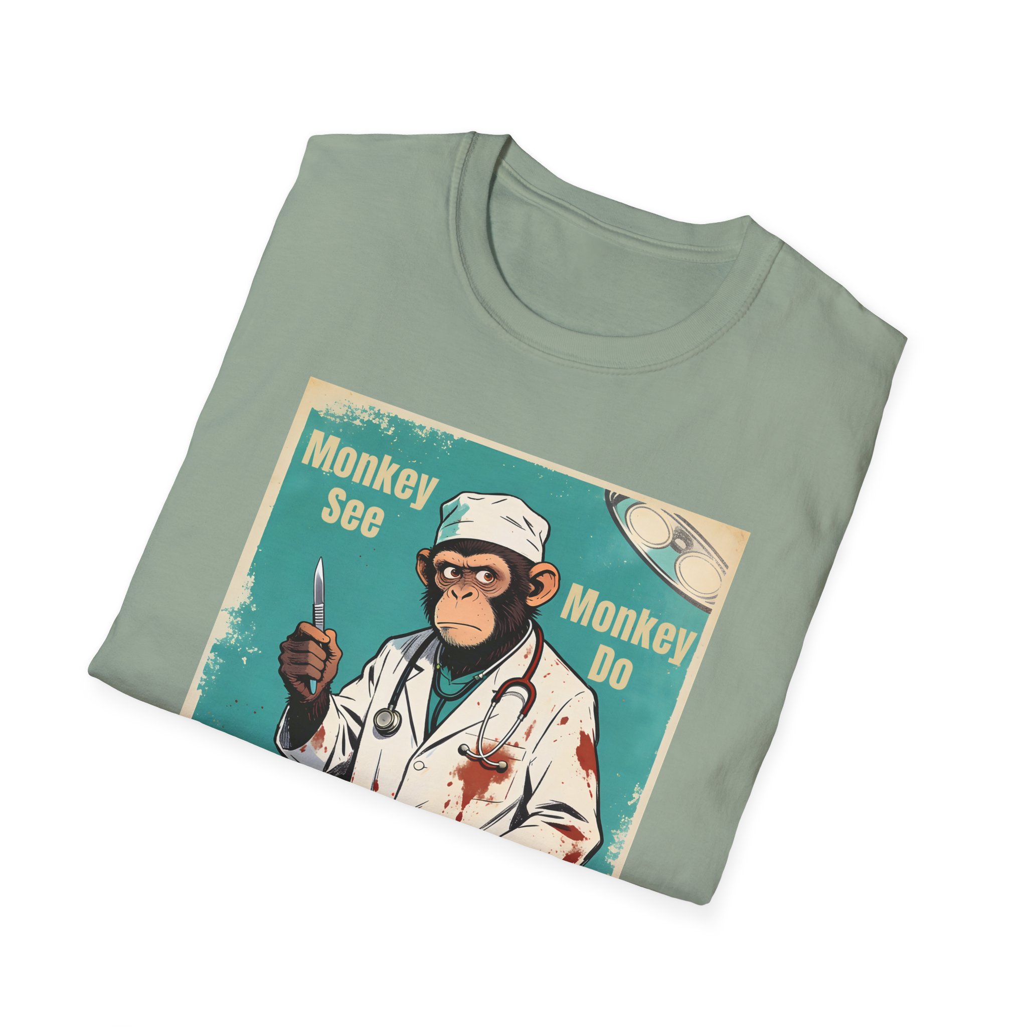 Monkey See Monkey Do Doctor T-Shirt — Retro Surgical Ape Graphic Tee - Image 18