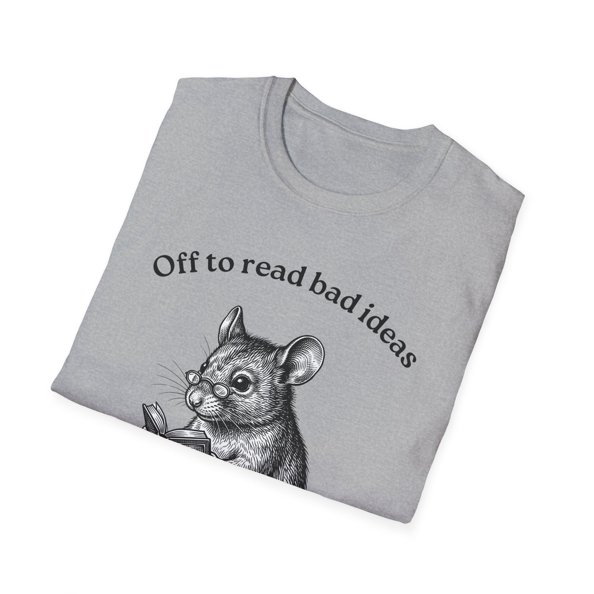Cute Mouse Reading T-Shirt — “Off to Read Bad Ideas” - Image 10