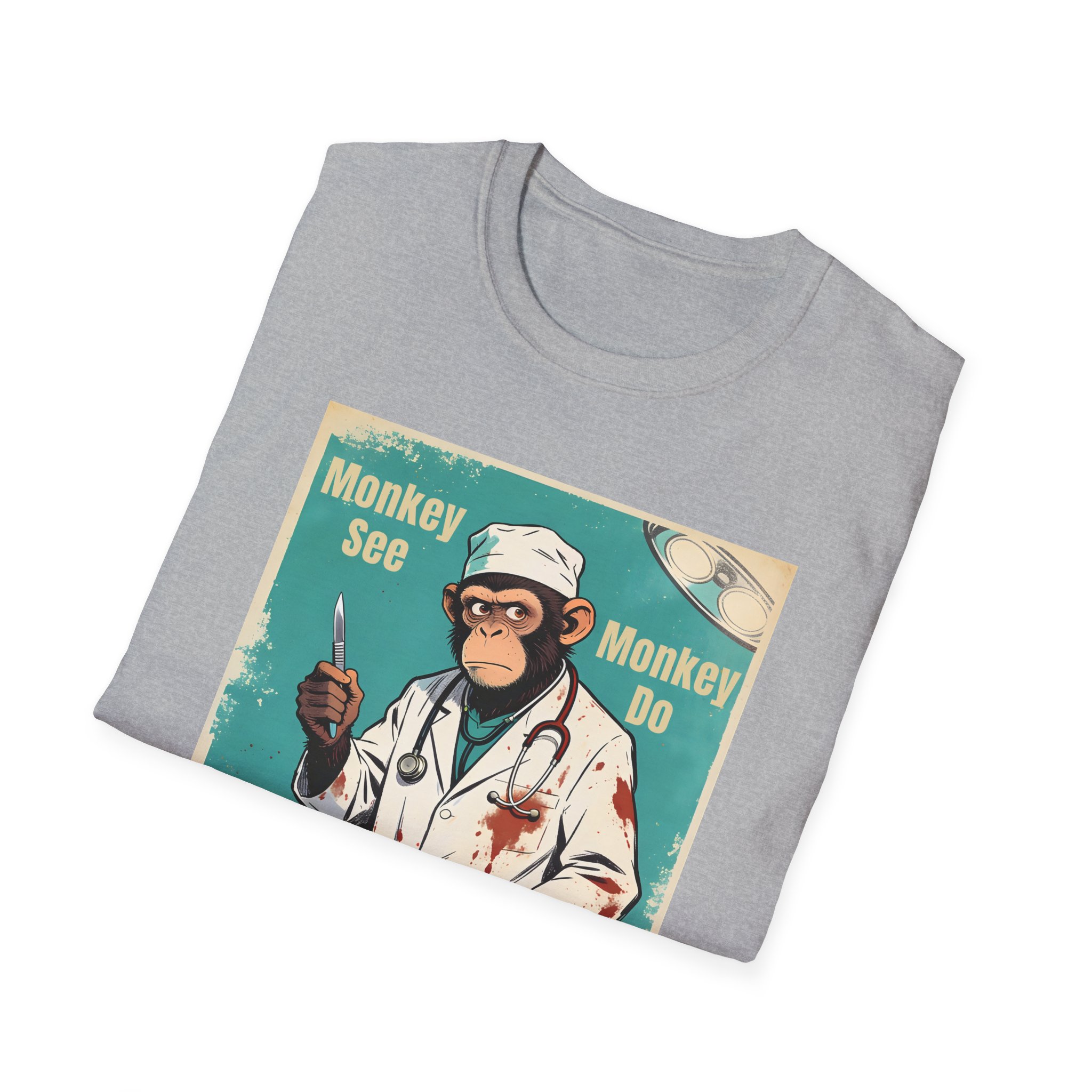 Monkey See Monkey Do Doctor T-Shirt — Retro Surgical Ape Graphic Tee - Image 13