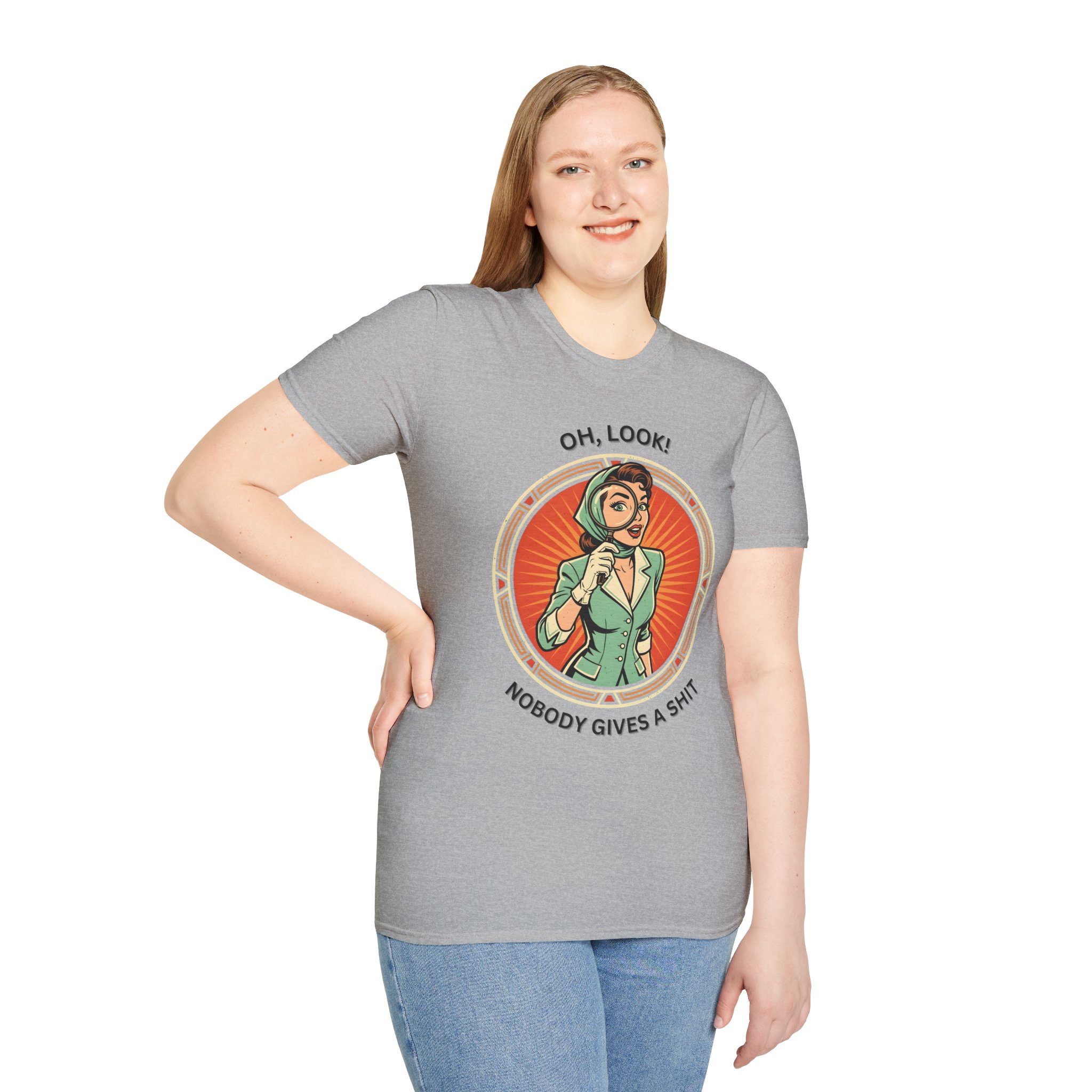 Retro Detective Woman Vintage “Oh, Look! Nobody Gives a Shit” T-Shirt - Image 11
