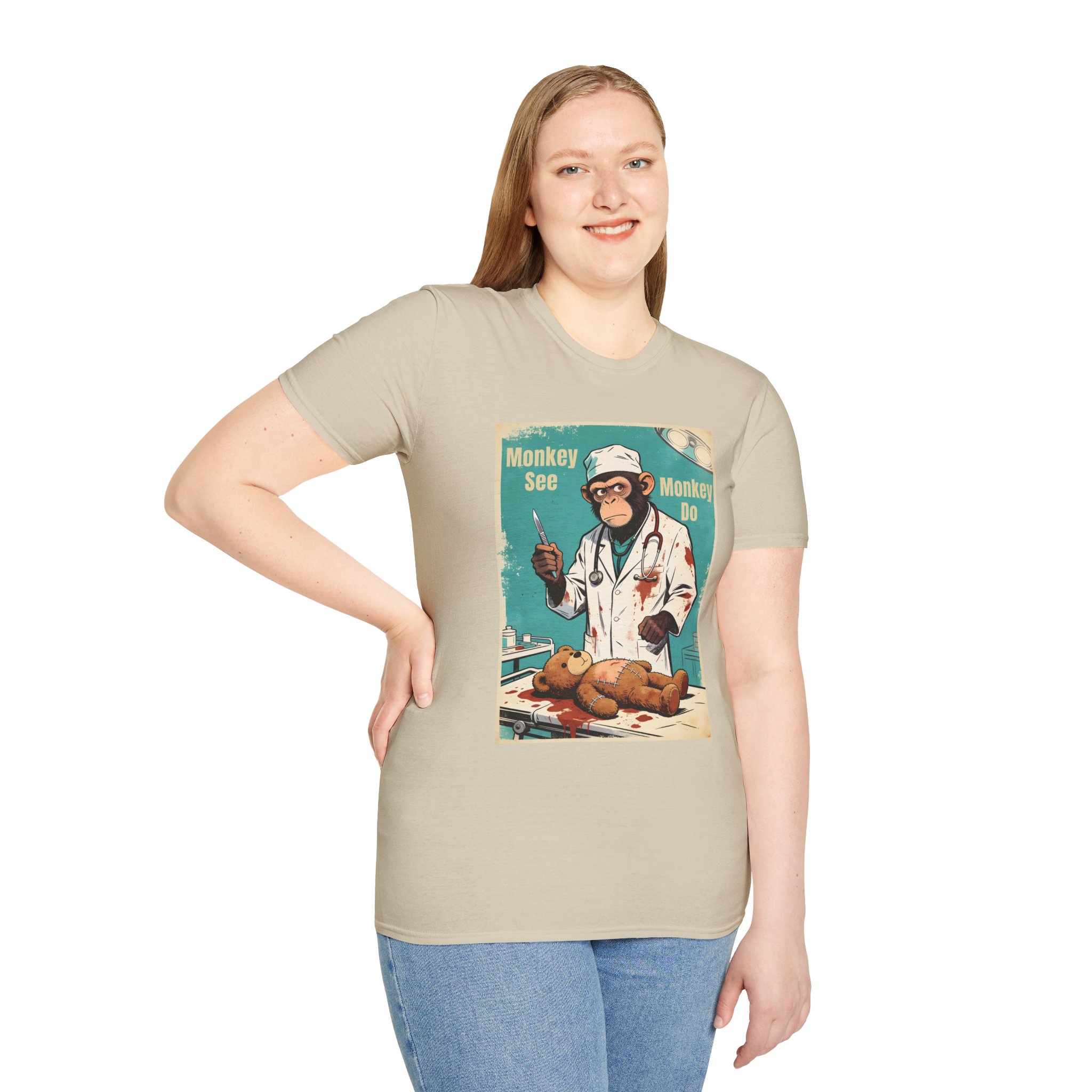 Monkey See Monkey Do Doctor T-Shirt — Retro Surgical Ape Graphic Tee - Image 9