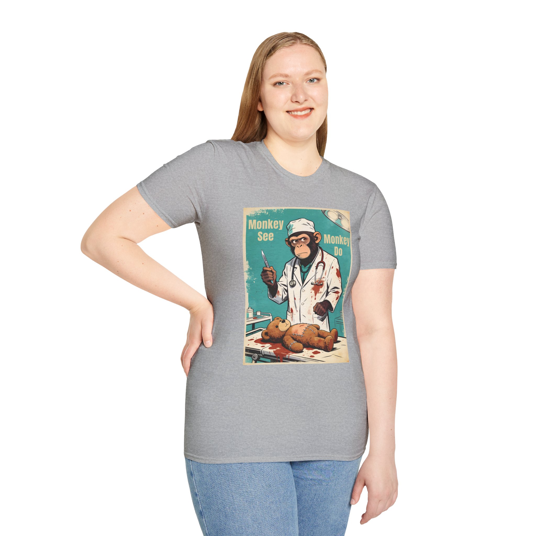 Monkey See Monkey Do Doctor T-Shirt — Retro Surgical Ape Graphic Tee - Image 14