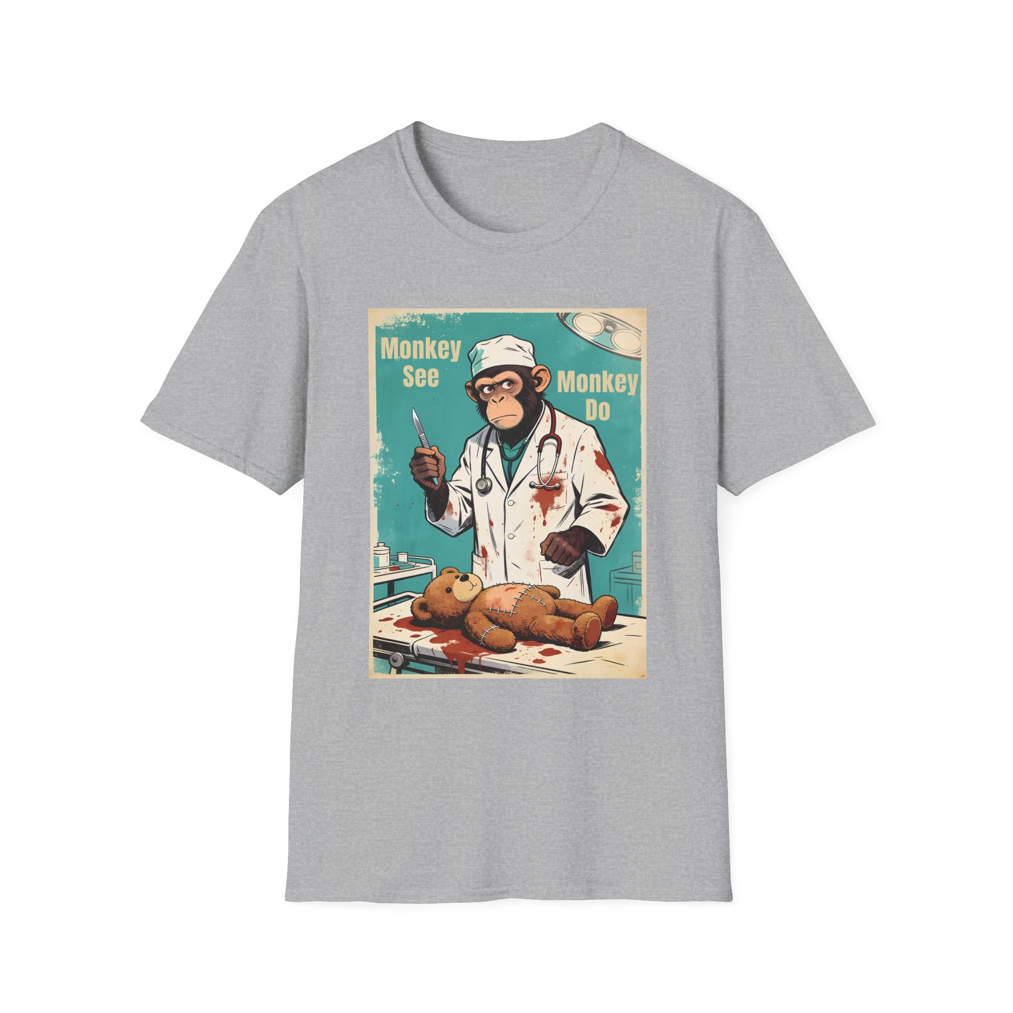 Monkey See Monkey Do Doctor T-Shirt — Retro Surgical Ape Graphic Tee - Image 12