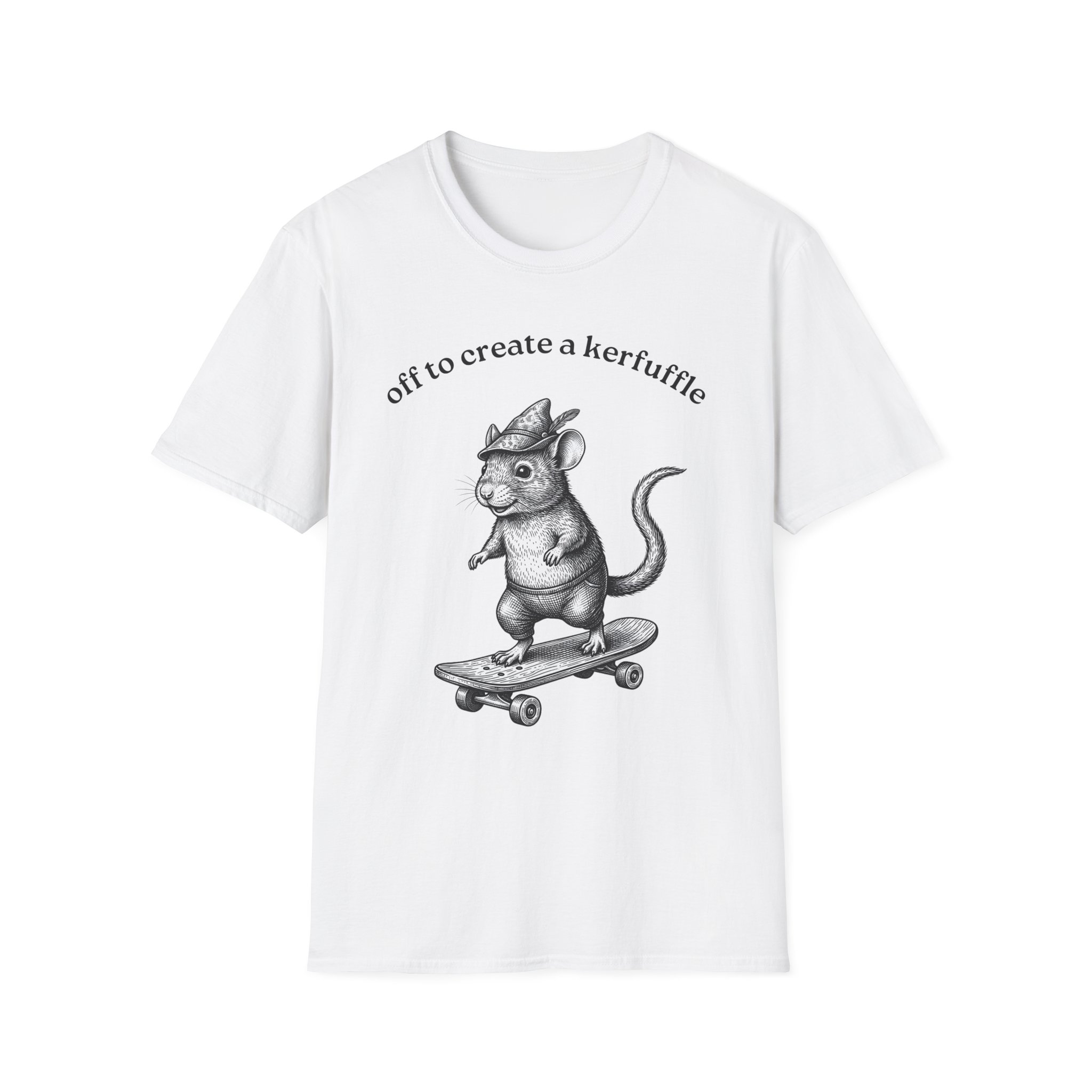 Unique Skateboard Mouse T-Shirt — “Off to Create a Kerfuffle”