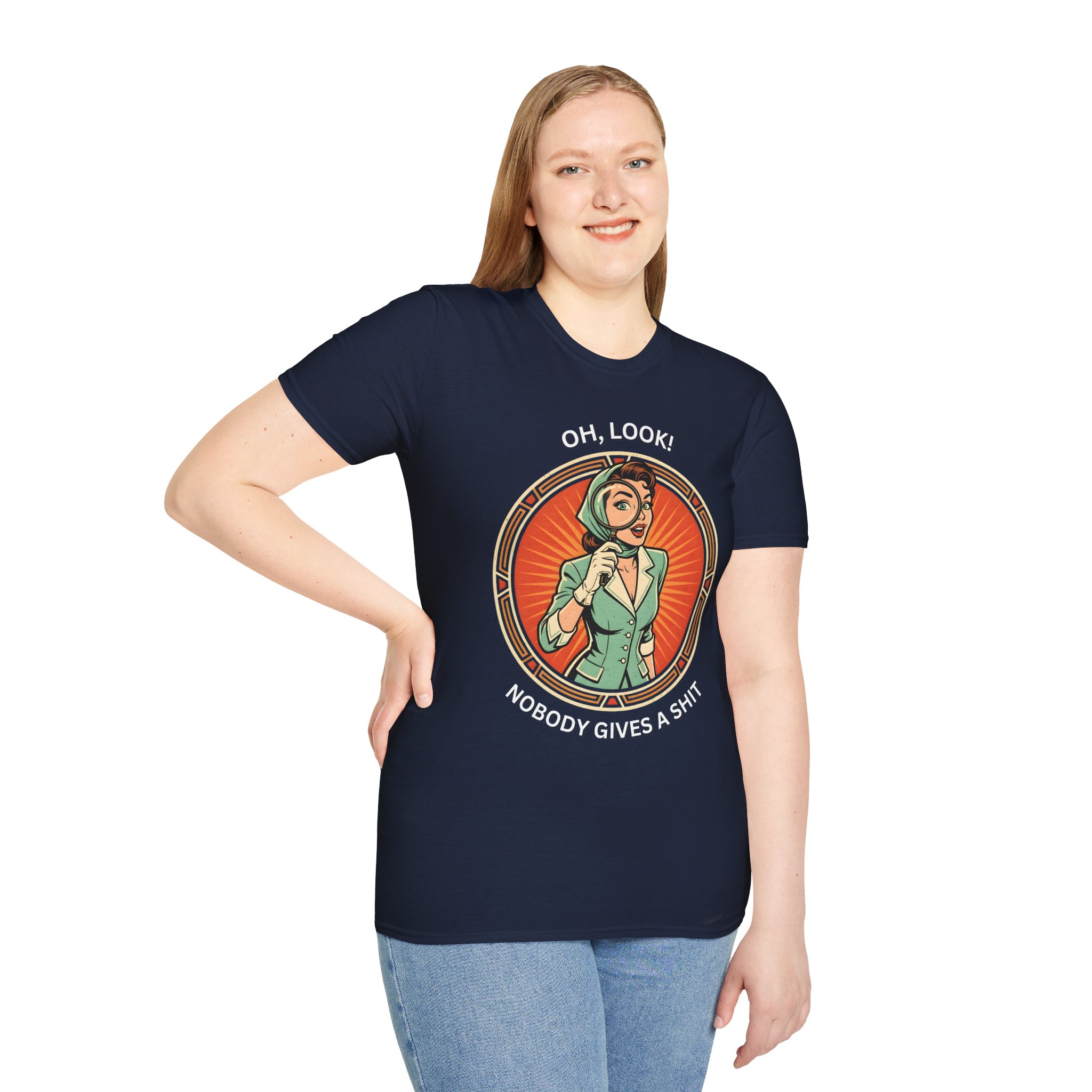 Retro Detective Woman Vintage “Oh, Look! Nobody Gives a Shit” T-Shirt - Image 19