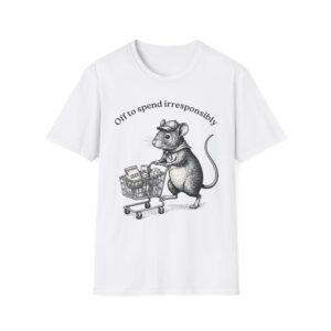 Shopping Mouse T‑Shirt — "Off to Spend Irresponsibly"