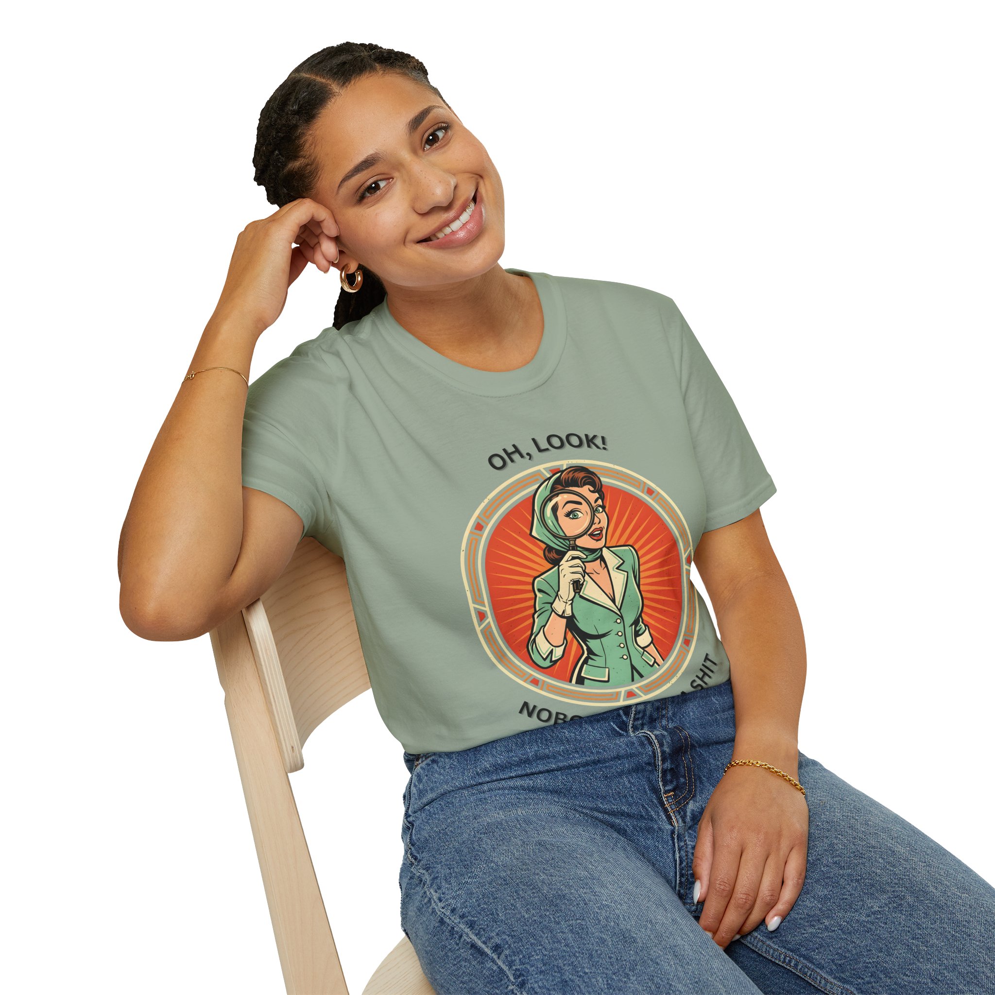 Retro Detective Woman Vintage “Oh, Look! Nobody Gives a Shit” T-Shirt - Image 16